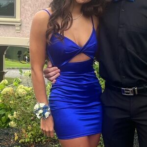 Royal Blue Stain Windsor Mini Dress